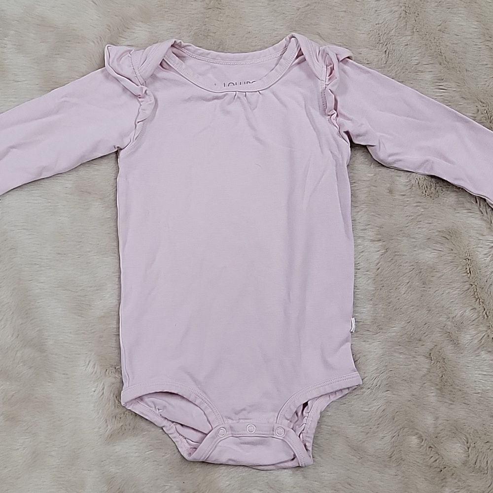 LOULOU LOLLIPOP PINK LONG-SLEEVE BODYSUIT, SIZE 6-12 MONTHS